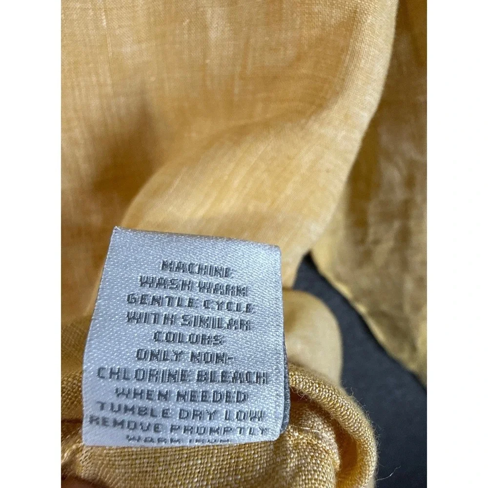 Baird McNutt Murano Yellow Linen Button Down Shirt Long Sleeve Women Size M Chic - Picture 10 of 11